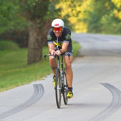 Josh May enjoys his 12 mile bicycle ride during the 2019 Chris Brown Duathlong in Tulsa Oklahoma