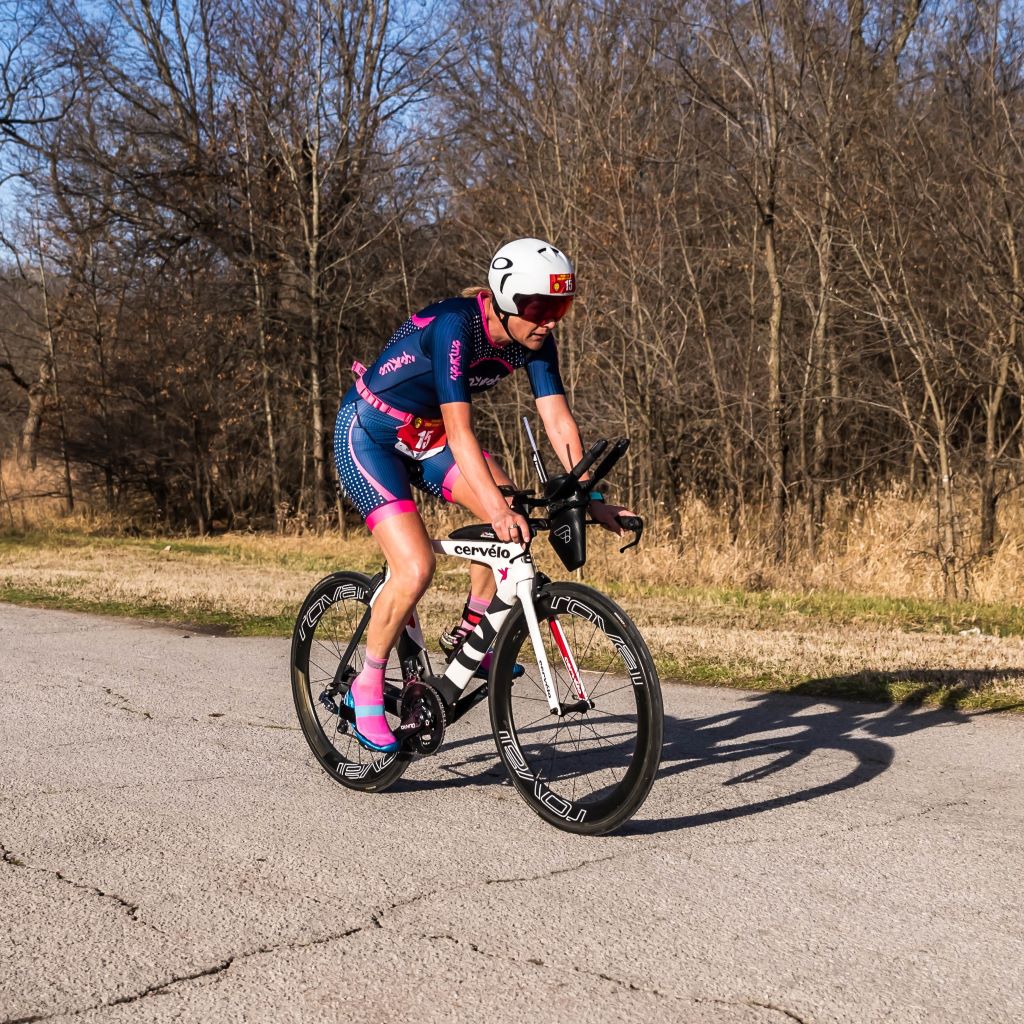 Kelli Beuton enjoys her 12 mile bicycle ride during the 2022 Chris Brown Duathlon in Tulsa Oklahoma