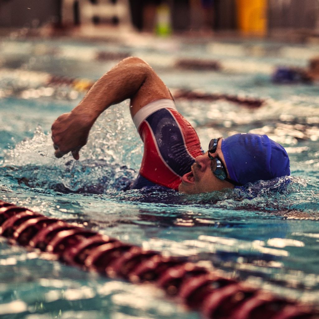 Swimmers at the Spring Fever Triathlon