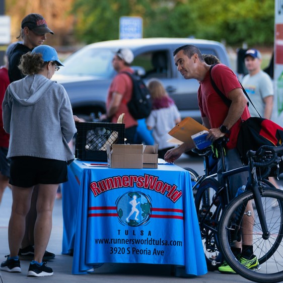 Transition area volunteer at the 2016 Spring Fever Sprint Triathlon