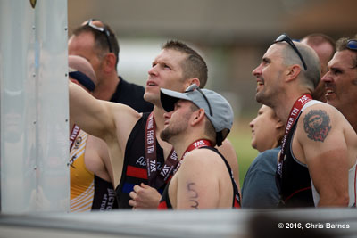 Triathletes checking thier results at the 2016 Spring Fever Triathlon in Jenks Oklahoma